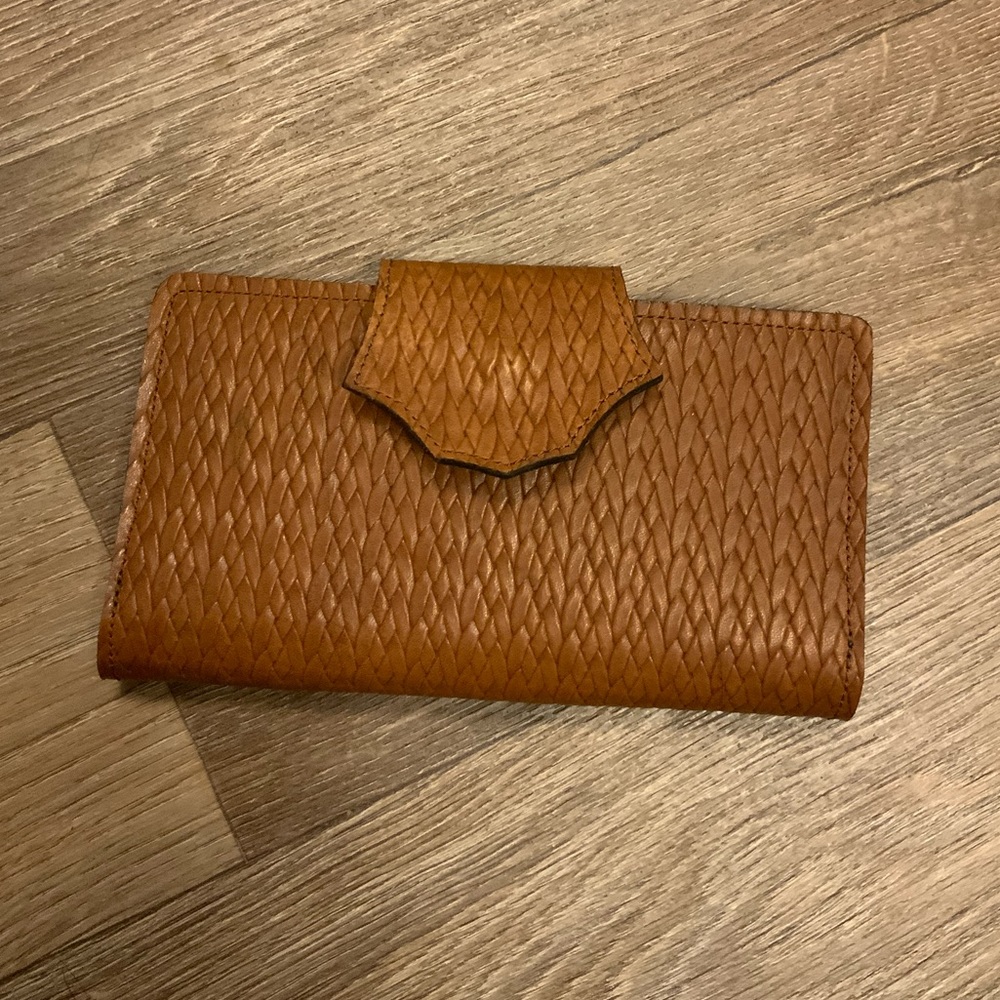 Texas Leather Large Basketweave Leather Wallet (New)